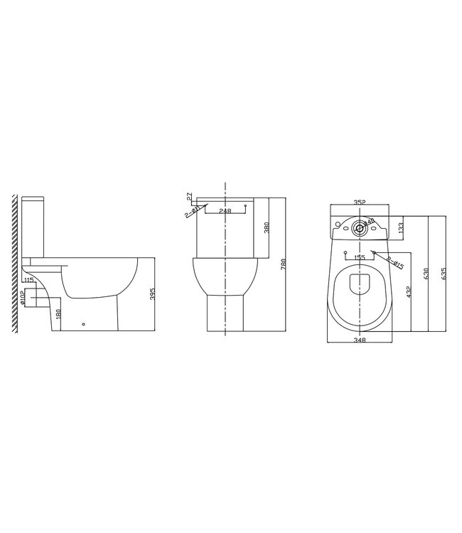 Duoblok Toilet Staand Rimless PK - Glans Wit incl. Zitting