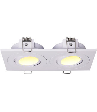 Wiesbaden Dubbele Inbouwspot Wiesbaden Spotz Mat Wit - IP65 Badkamer - Dimbaar
