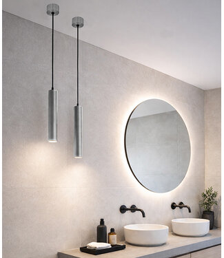 Wiesbaden Badkamer Hanglamp Oriona Geborsteld Staal - IP44 - Dimbaar | Wiesbaden