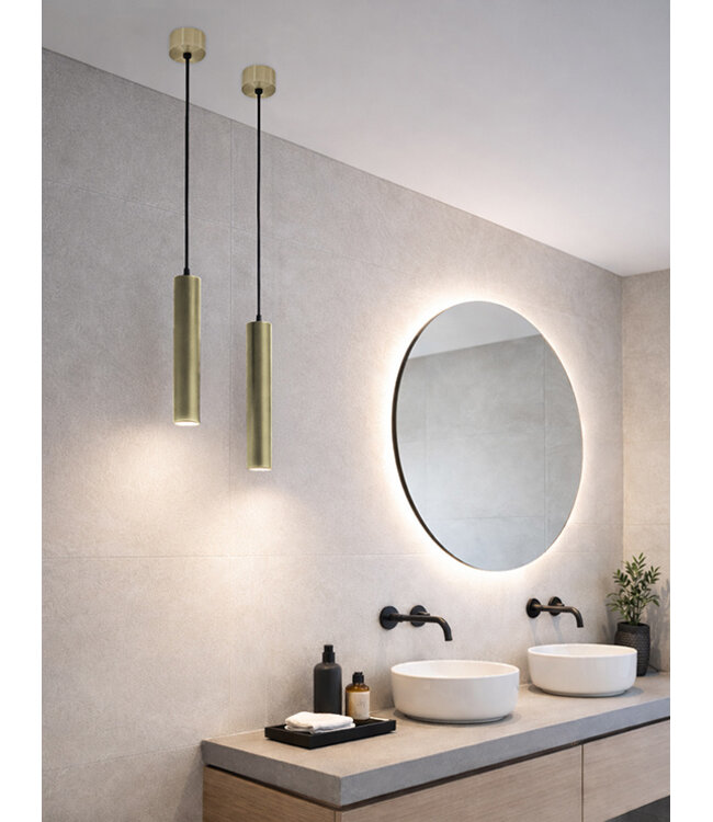 Badkamer Hanglamp Oriona Geborsteld Messing - IP44 - Dimbaar | Wiesbaden