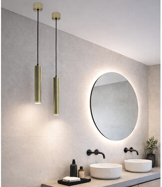 Wiesbaden Badkamer Hanglamp Oriona Geborsteld Messing - IP44 - Dimbaar | Wiesbaden