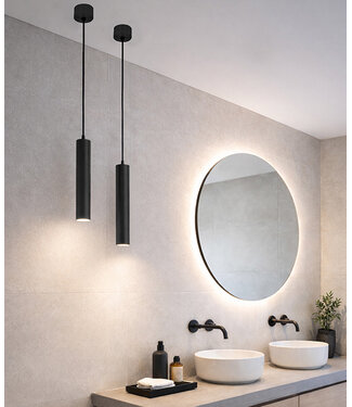 Wiesbaden Badkamer Hanglamp Oriona Mat Zwart - IP44 - Dimbaar | Wiesbaden