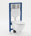 Toiletset Geberit UP320 - Creavit Hangtoilet Randloos Wit - Drukplaat RVS