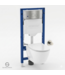 Toiletset Geberit UP320 - Creavit Hangtoilet met bidet Randloos Wit - Drukplaat RVS