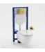 Toiletset Geberit UP320 - Creavit Hangtoilet met bidet Randloos Wit - Drukplaat Mat Goud