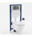 Toiletset Geberit UP320 - Creavit Hangtoilet met bidet Randloos Wit - Drukplaat Gunmetal