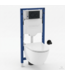 Toiletset Geberit UP320 - Creavit Hangtoilet met bidet Randloos Wit - Drukplaat Mat Zwart