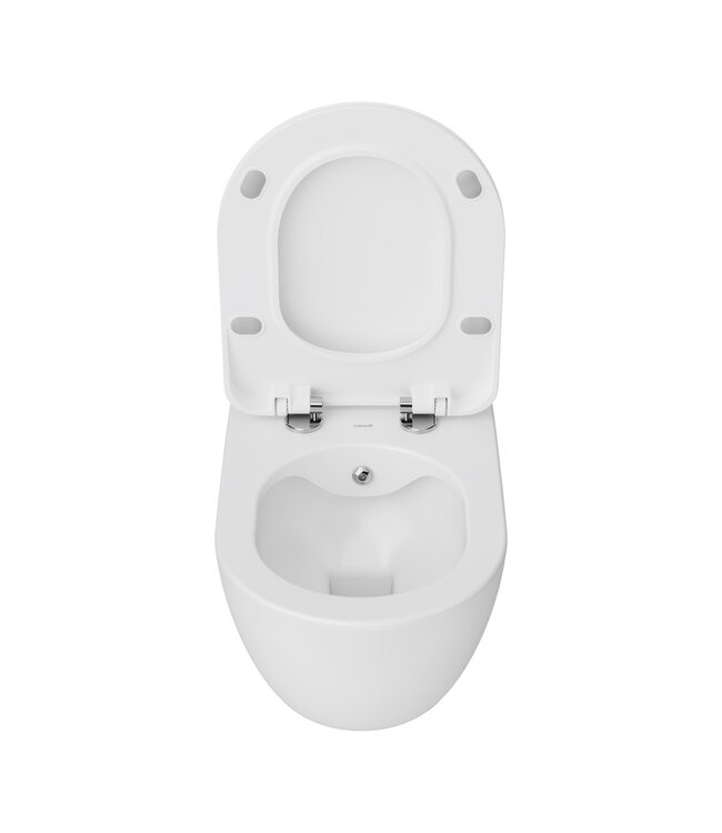 Toiletset Geberit UP320 - Creavit Hangtoilet met bidet Randloos Wit - Drukplaat Brons Koper