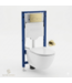 Toiletset Geberit UP320 - Creavit Hangtoilet met bidet Randloos Wit - Drukplaat Mat Goud