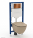Toiletset Geberit UP320 - Creavit Hangtoilet Randloos Cappuccino - Drukplaat Brons Koper