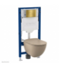 Toiletset Geberit UP320 - Creavit Hangtoilet Randloos Cappuccino - Drukplaat Mat Goud