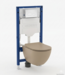Toiletset Geberit UP320 - Creavit Hangtoilet Randloos Cappuccino - Drukplaat Wit