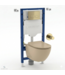 Toiletset Geberit UP320 - Creavit Hangtoilet met bidet Randloos  Cappuccino - Drukplaat Mat Goud