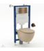 Toiletset Geberit UP320 - Creavit Hangtoilet met bidet Randloos Cappuccino - Drukplaat Brons Koper