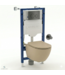 Toiletset Geberit UP320 - Creavit Hangtoilet met bidet Randloos Cappuccino - Drukplaat Gunmetal
