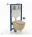 Toiletset Geberit UP320 - Creavit Hangtoilet met bidet Randloos Cappuccino - Drukplaat RVS