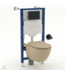 Toiletset Geberit UP320 - Creavit Hangtoilet met bidet Randloos Cappuccino - Drukplaat Mat Zwart