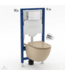 Toiletset Geberit UP320 - Creavit Hangtoilet met bidet Randloos Cappuccino - Drukplaat Wit