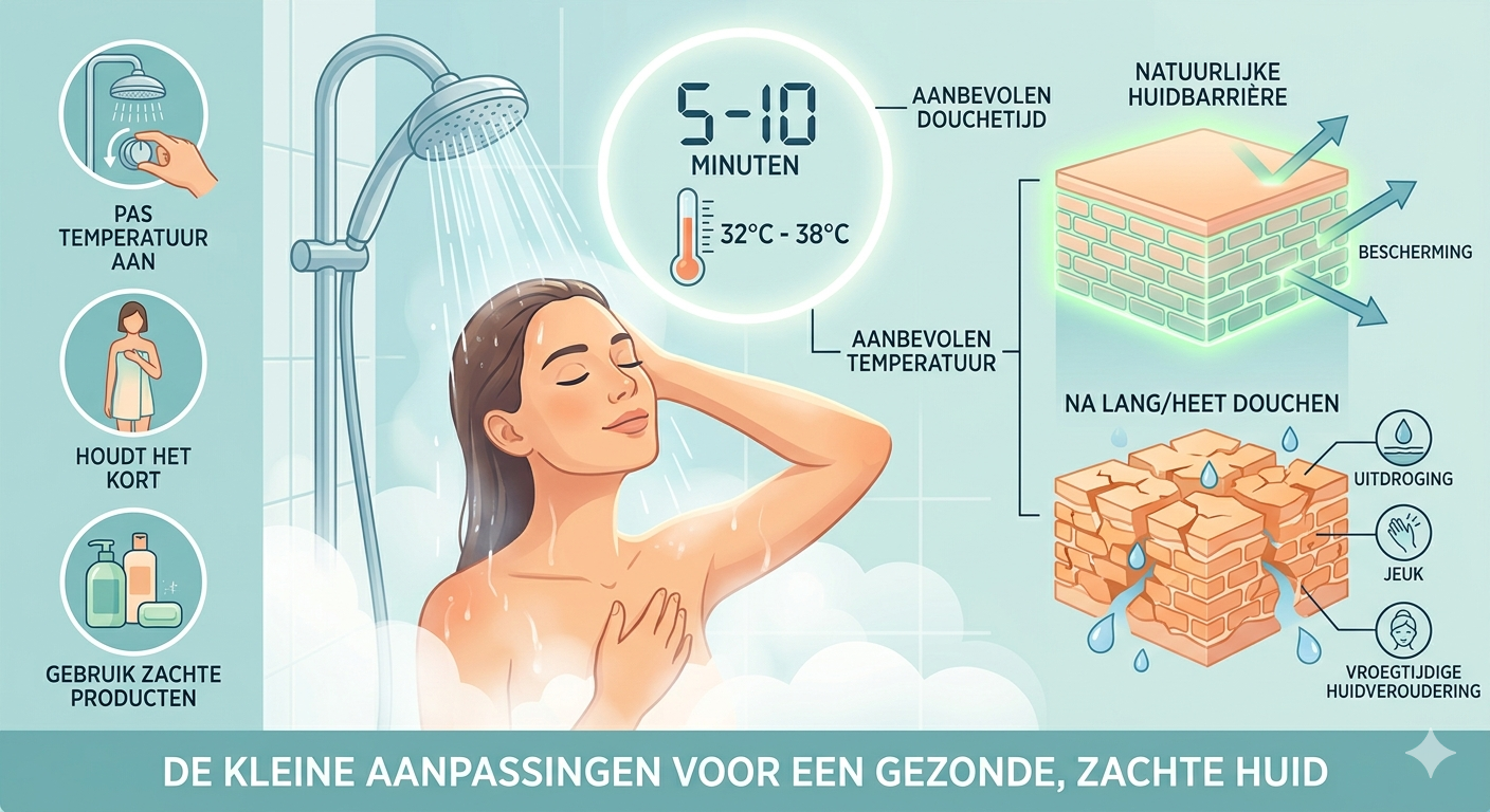 Hoe lang mag je douchen volgens dermatoloog