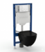 Toiletset Geberit UP320 - Creavit Hangtoilet Randloos Zwart - Drukplaat Wit