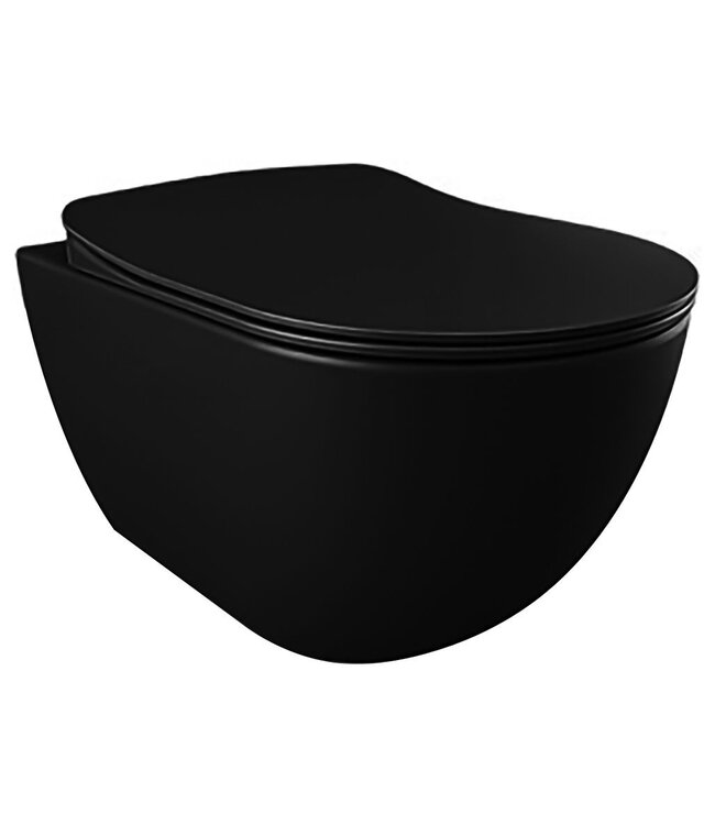 Toiletset Geberit UP320 - Creavit Hangtoilet Randloos Zwart - Drukplaat Goud