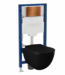 Toiletset Geberit UP320 - Creavit Hangtoilet Randloos Zwart - Drukplaat Brons Koper