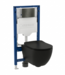 Toiletset Geberit UP320 - Creavit Hangtoilet Randloos Zwart - Drukplaat Gunmetal