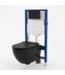 Toiletset Geberit UP320 - Creavit Hangtoilet Randloos Zwart - Drukplaat Zwart