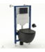 Toiletset Geberit UP320 - Creavit Hangtoilet Randloos Zwart met bidet - Drukplaat Zwart