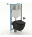Toiletset Geberit UP320 - Creavit Hangtoilet Randloos Zwart met bidet - Drukplaat RVS