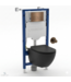 Toiletset Geberit UP320 - Creavit Hangtoilet Randloos Zwart met bidet - Drukplaat Brons Koper