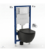 Toiletset Geberit UP320 - Creavit Hangtoilet Randloos Zwart met bidet - Drukplaat Wit