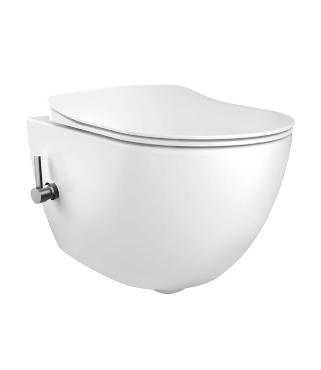 Complete Toiletset: Geberit UP320 + Creavit Randloos Bidet Toilet met Brons Koper Drukplaat