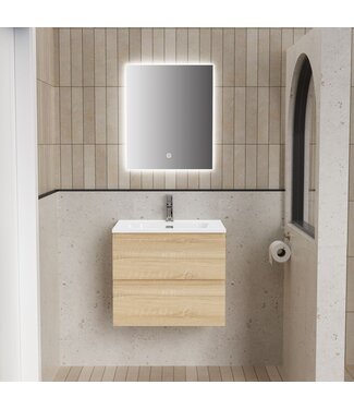 ALONI Badkamermeubelset Compleet ALONI LIVA  - 60cm - EIK met Wastafel & Led - Spiegel