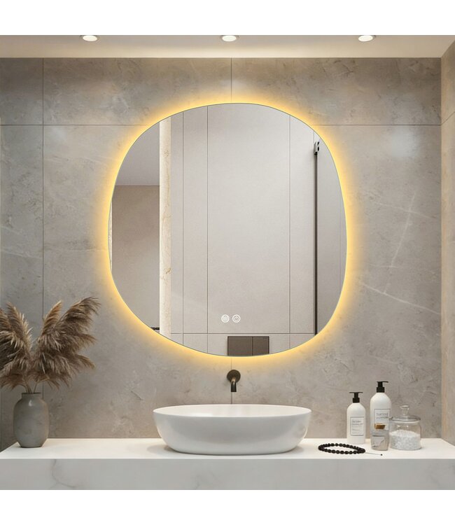 Organische LED Spiegel ALONI Pebble 80x85cm | Dimbare Anti-Condens