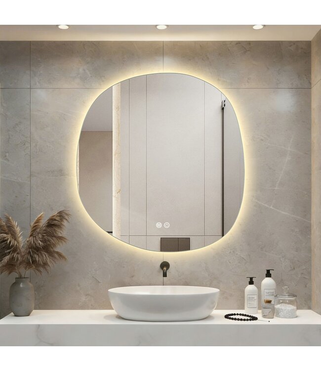 Organische LED Spiegel ALONI Pebble 80x85cm | Dimbare Anti-Condens