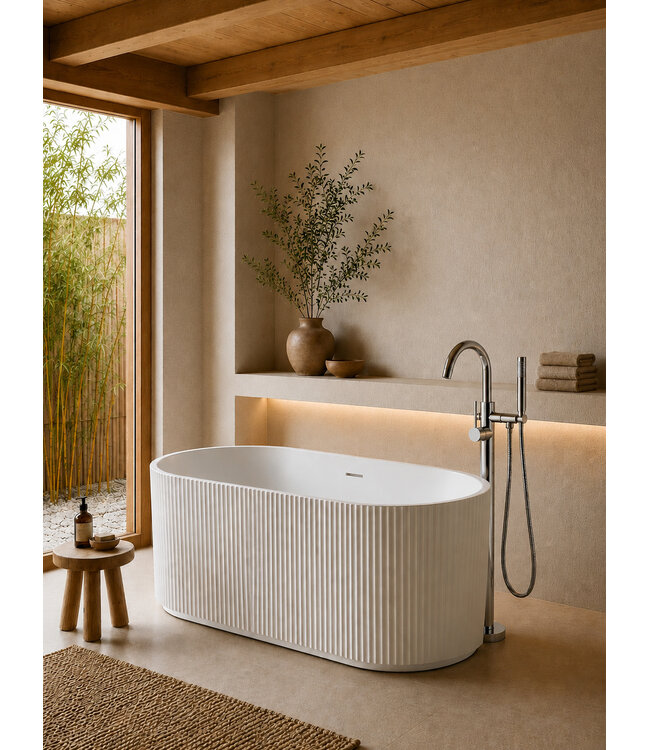 Vrijstaand Ligbad Rivi 180 x 80 cm Acryl Mat Wit met Waste – Wiesbaden -  21.3634