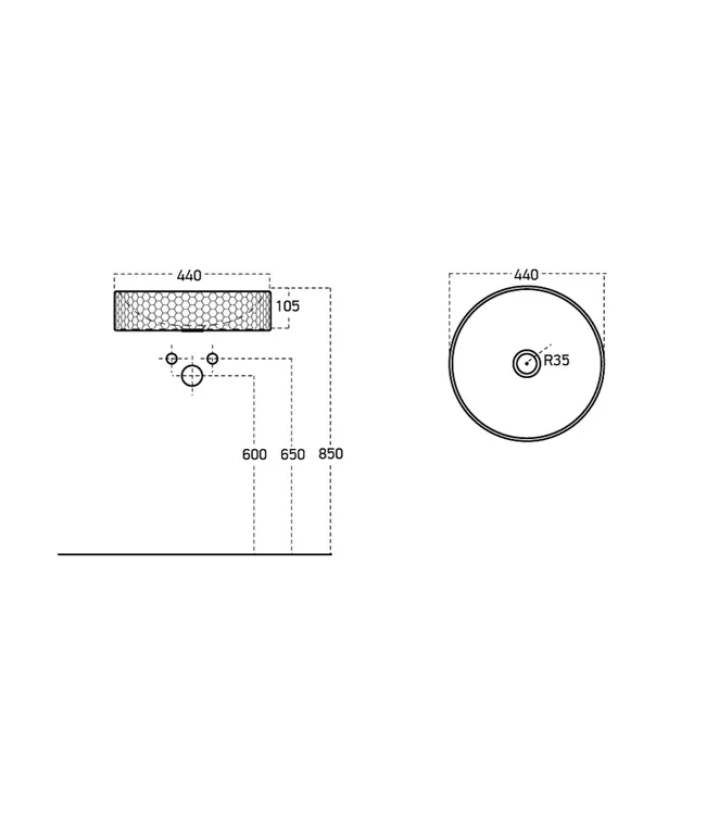 Waskom Alamac Rond – Glans Wit – 44x20cm Keramiek