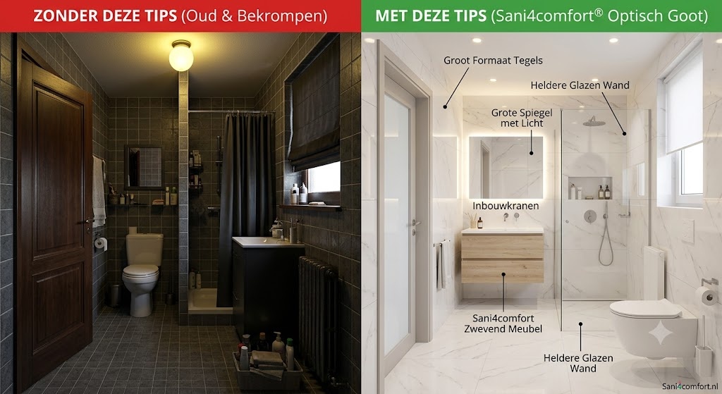 Kleine badkamer groter laten lijken | Sani4comfort