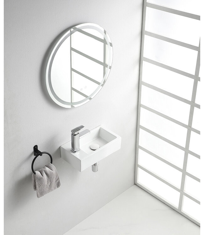 Toilet Fontein Wiesbaden Rhea Wit links 40x22x11 cm - Keramiek