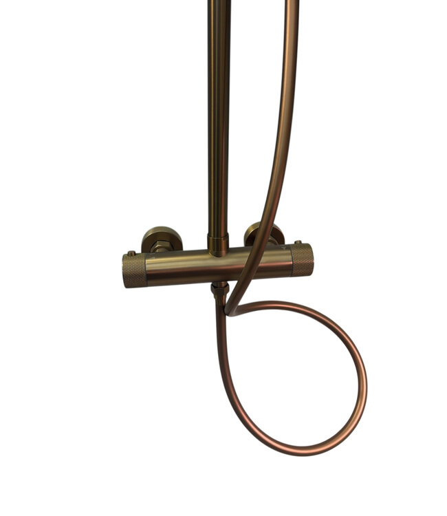Regendoucheset Opbouw Grip Geborsteld Brons Koper 30cm hoofddouche