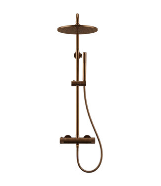 DutchLine Regendoucheset Opbouw Grip Geborsteld Brons Koper 30cm hoofddouche