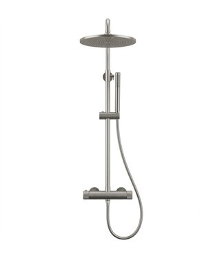 DutchLine Regendoucheset Opbouw Grip Geborsteld Staal 30cm hoofddouche