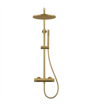 DutchLine Regendoucheset Opbouw Grip Geborsteld Messing / Goud 30cm hoofddouche