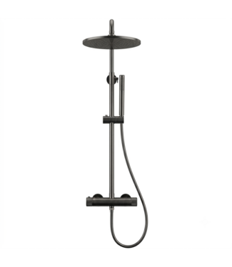 DutchLine Regendoucheset Opbouw Grip Gunmetal 30cm hoofddouche