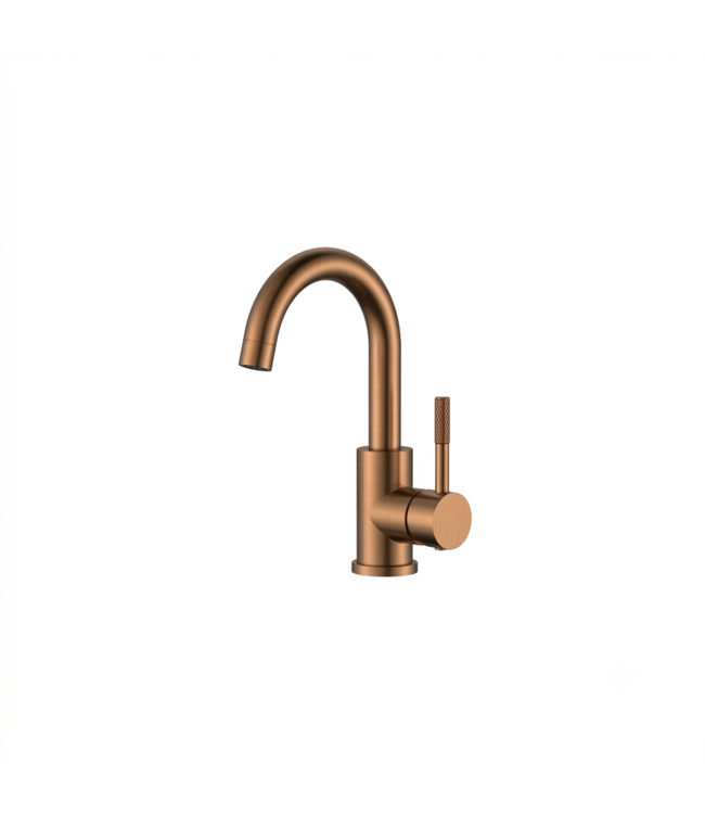Wastafelkraan S-Grip Geborsteld Brons Koper | PVD & Cold-Start - Draaibare uitloop