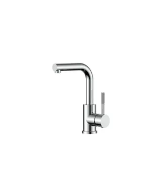 DutchLine Wastafelkraan S-Grip Square Chroom - Cold-Start - Draaibare uitloop