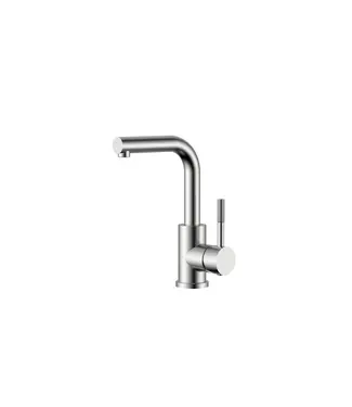 DutchLine Wastafelkraan S-Grip Square Geborsteld Staal / RVS - Cold-Start - Draaibare uitloop