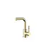 Wastafelkraan S-Grip Square Geborsteld Messing / Goud - Cold-Start & PVD - Draaibare uitloop