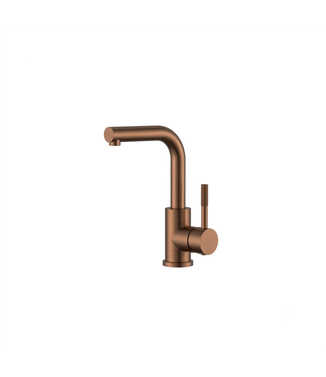 Wastafelkraan S-Grip Square Geborsteld Brons Koper - Cold-Start & PVD - Draaibare uitloop
